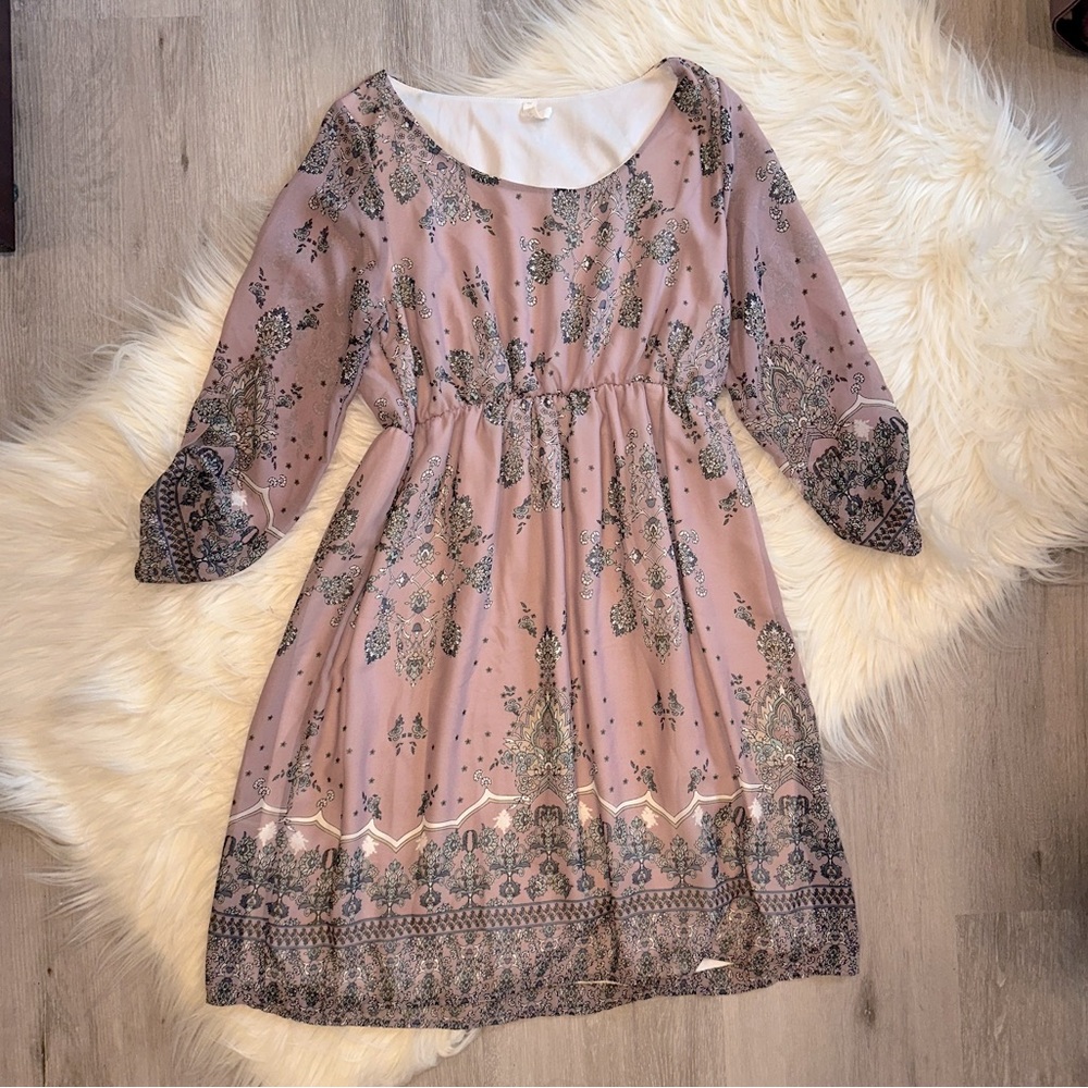 Pink Blush Purplish Printed Maternity Dress